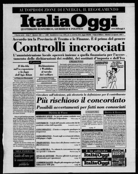 Italia oggi : quotidiano di economia finanza e politica